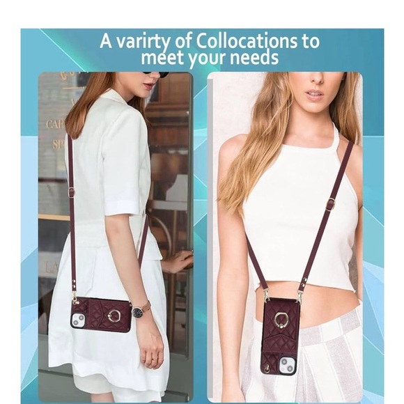 iPhone 16 Pro Max Quilted Wallet Case w/ Crossbody Strap - Picture 2 of 8